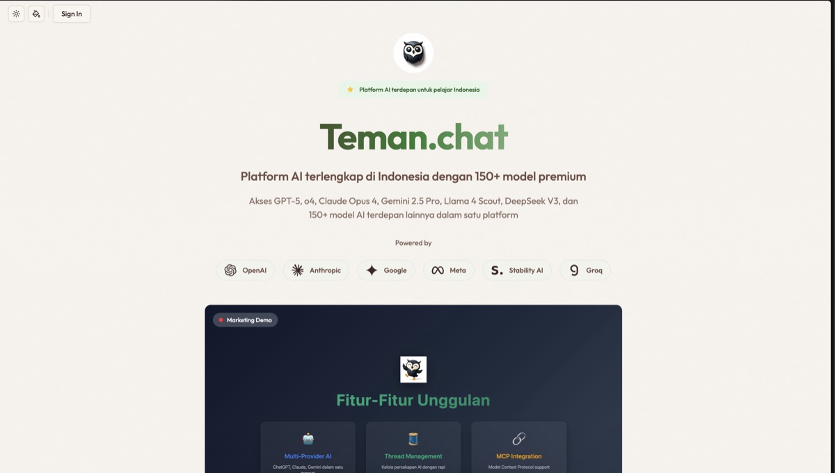 Teman.chat: multi-provider AI platform for Indonesia preview